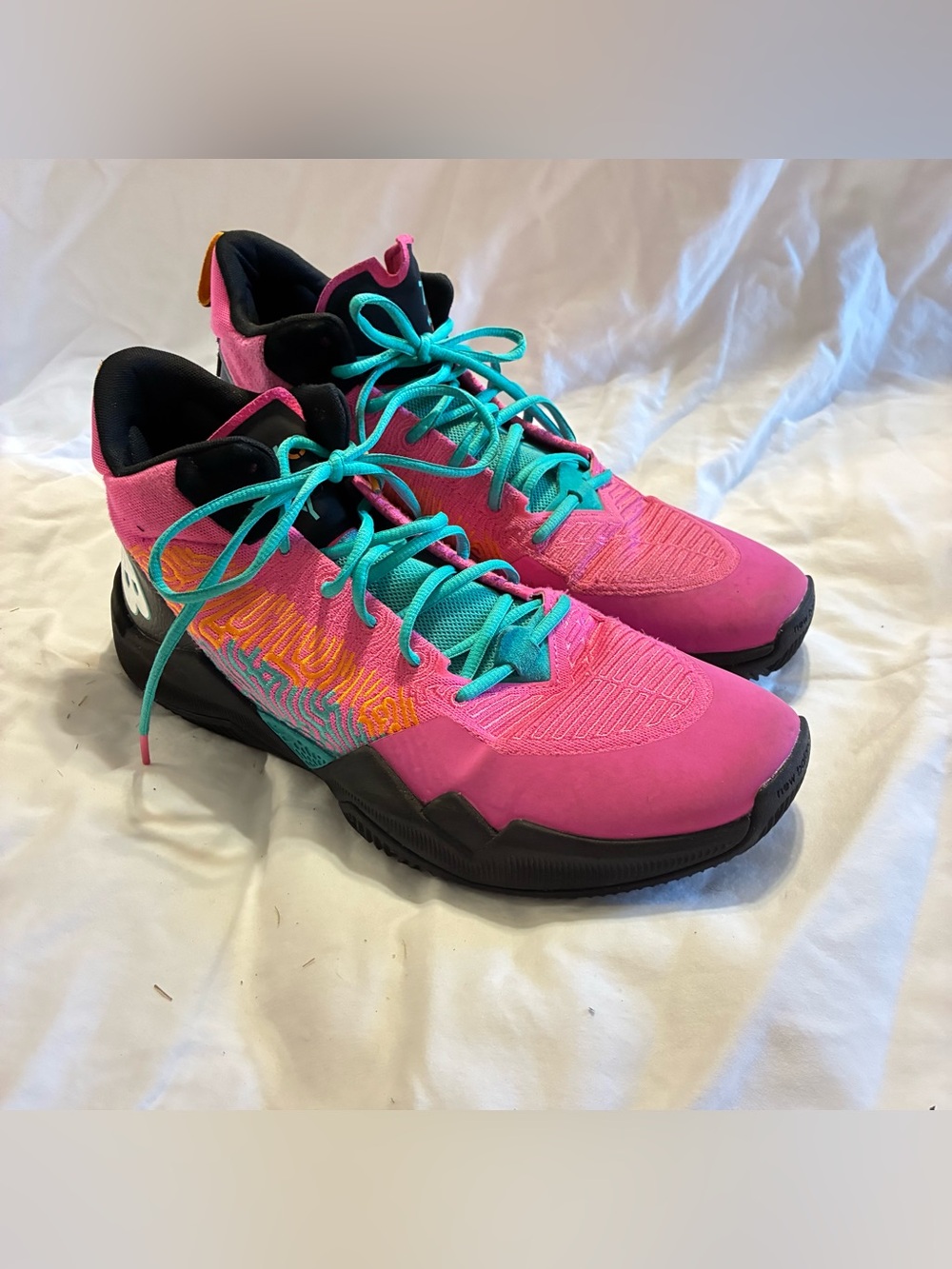 Women's Pink Athletic Sneakers with Turquoise Accents